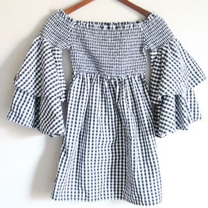 Nordstrom Navy and White Checkered Mini Dress